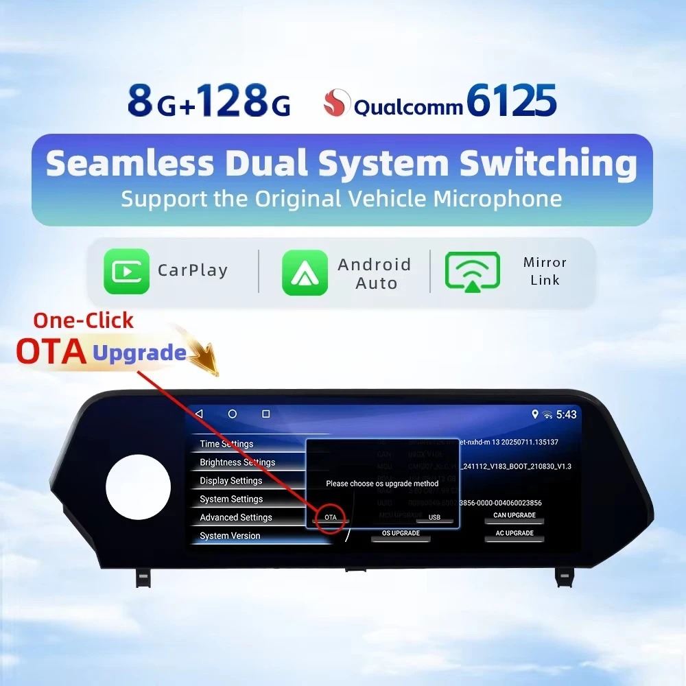 UX 2019-2021 Car Multimedia Player 10.25   Android 13 for DVD Players with CarPlay Android Interface Binarytek
